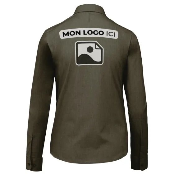 Chemise Femme légère à Manches Longues personnalisé Vert Kaki Clair