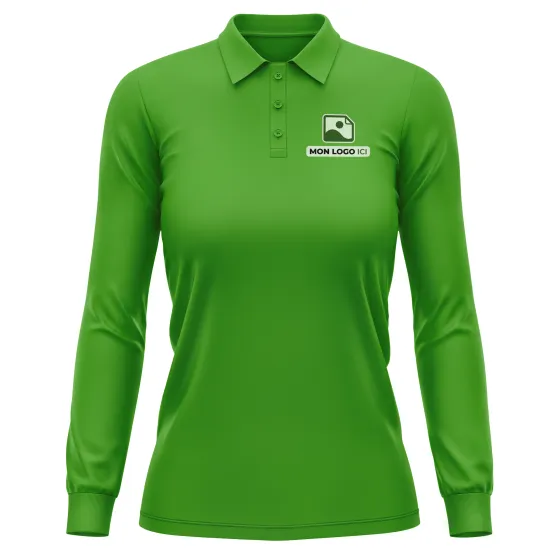 Polo Femme Manches Longues personnalisé Vert Prairie