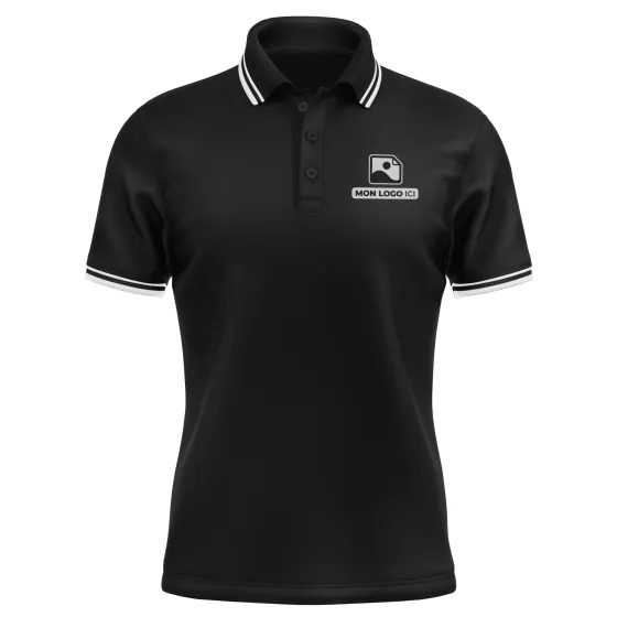 Polo Homme contrasté personnalisé Noir