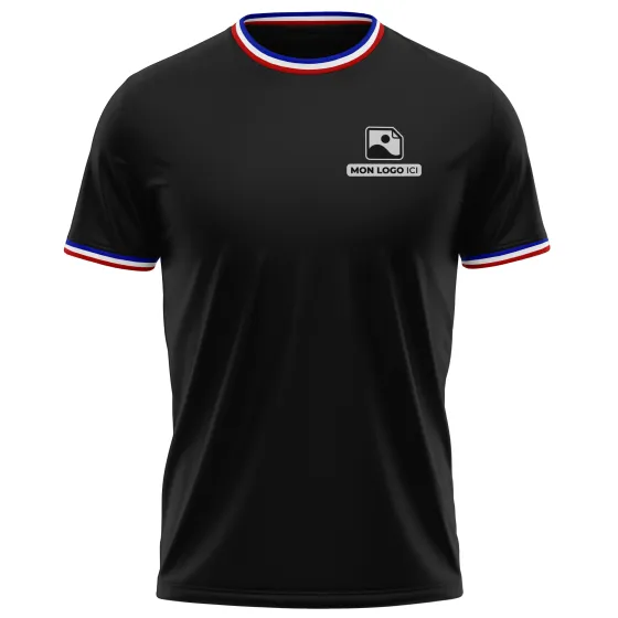 T-Shirt Homme avec Liseré Français personnalisé Noir