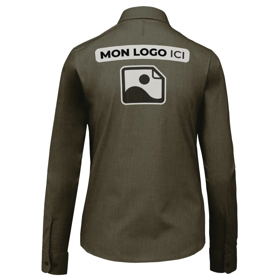 Chemise Femme légère à Manches Longues personnalisé Vert Kaki Clair