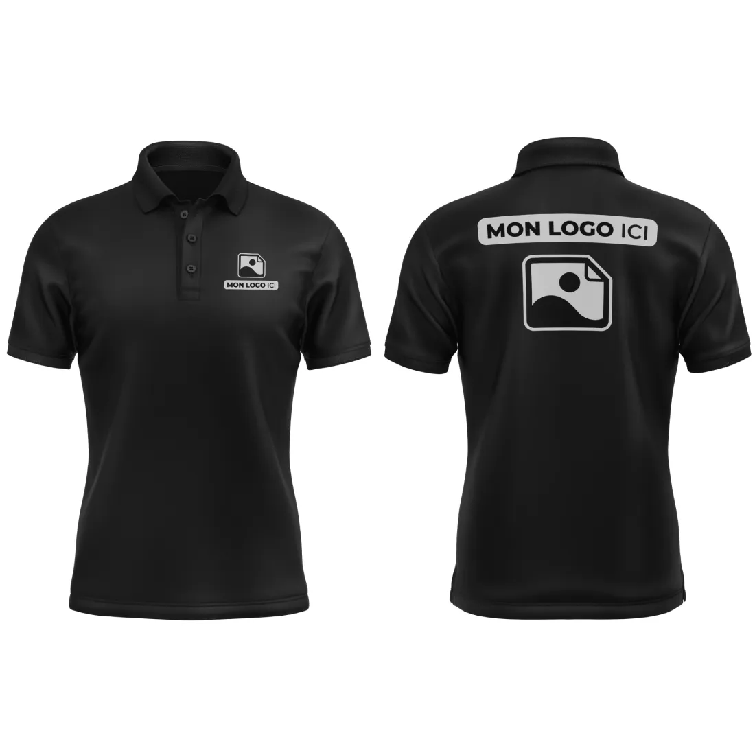 Polo Homme personnalisé Noir