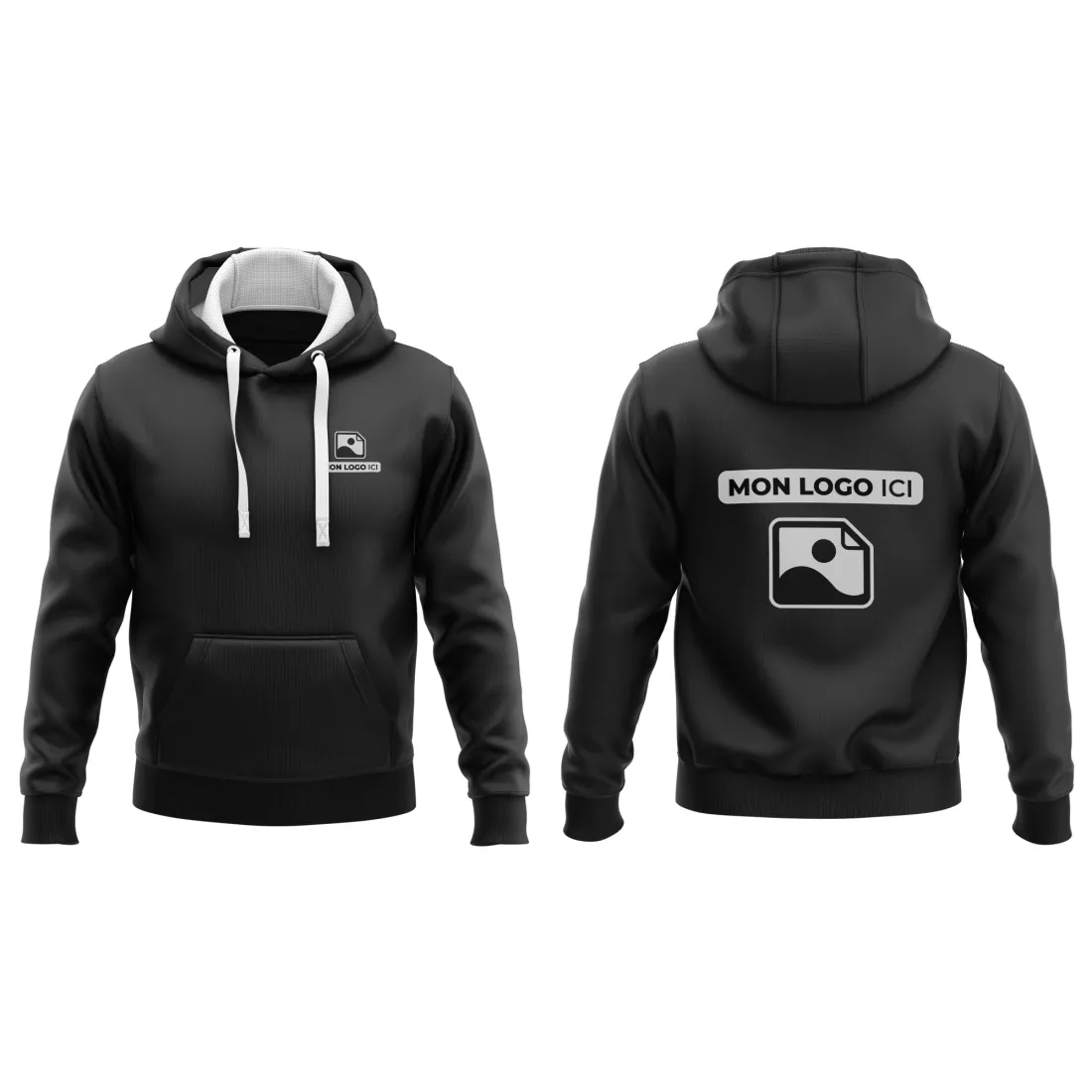 Sweat-Shirt à Capuche DELUXE personnalisé Noir
