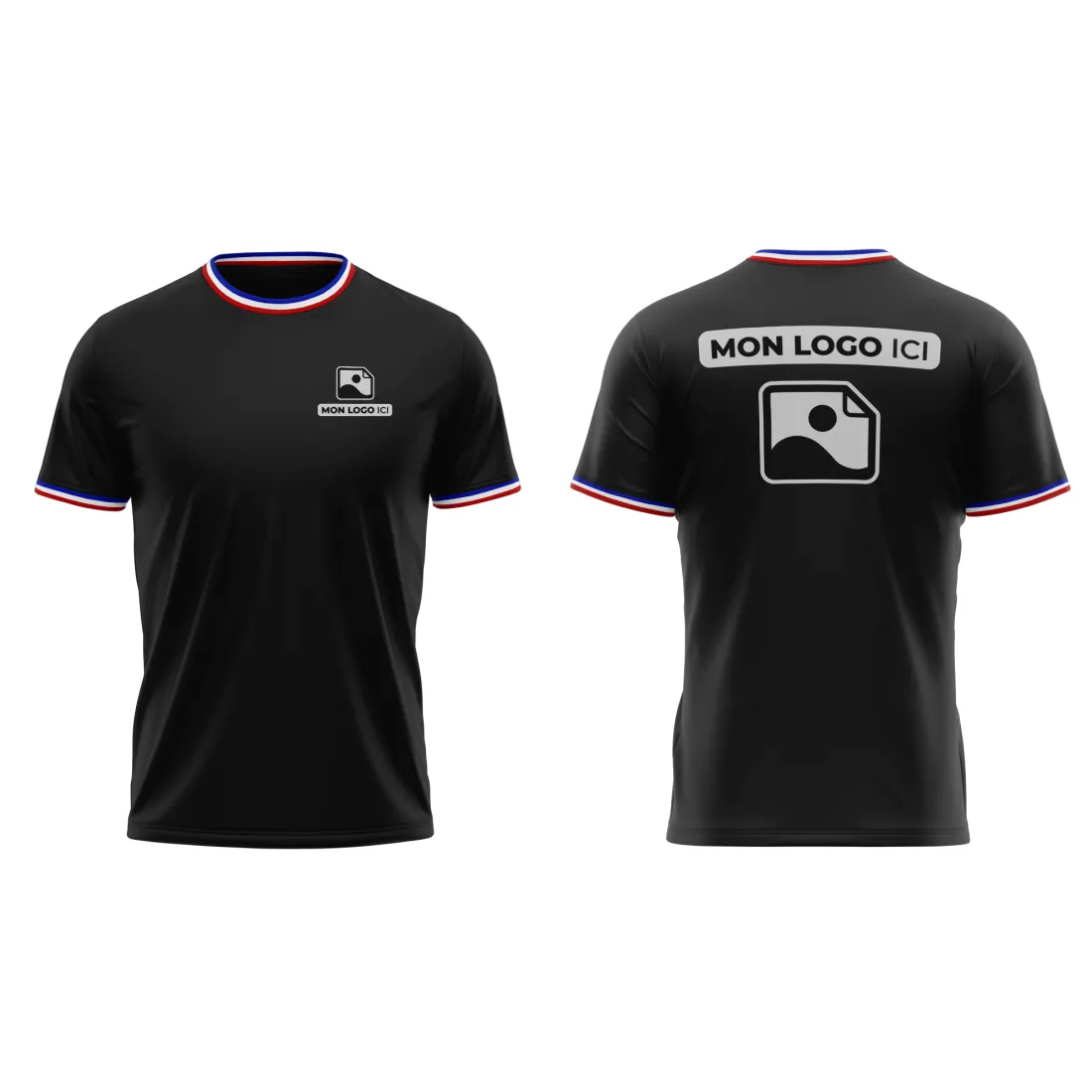 T-Shirt Homme avec Liseré Français personnalisé Noir